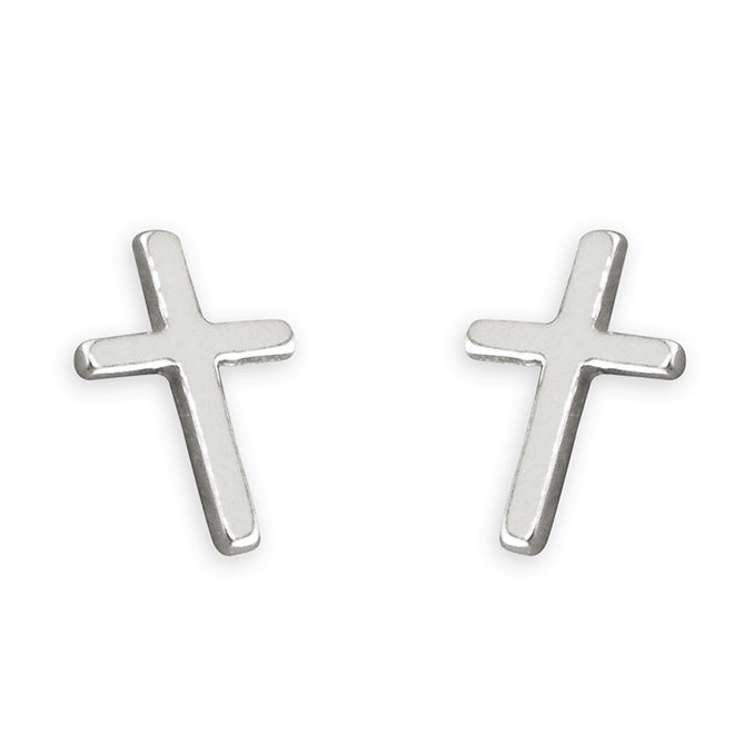 Silver Cross stud earring complete with presentation box