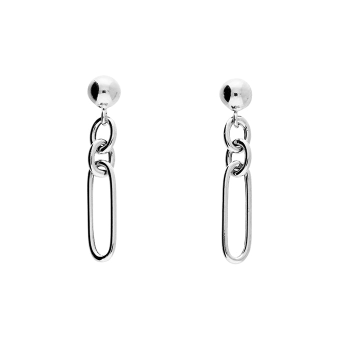 Silver Oval Link drop earrings with post and scroll backs complete with presentation box