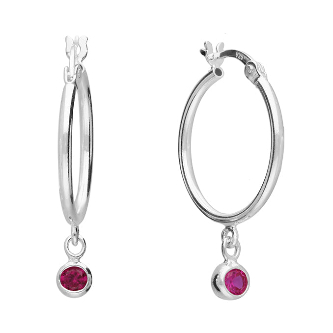 Silver hinged wire stone set hoop earrings complete with presentation box