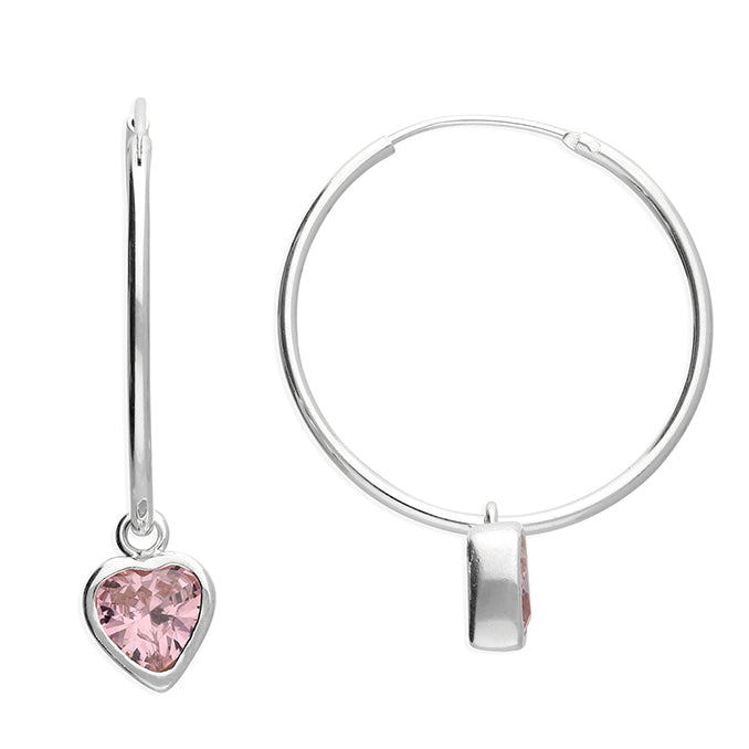 Silver hinged wire stone set hoop earrings complete with presentation box