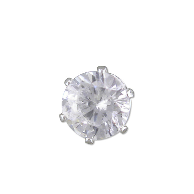 Silver Single Cubic Zirconia set stud earring complete with presentation box