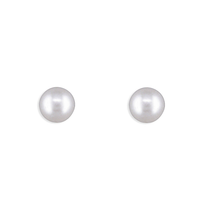 Silver Simulated Pearl round stud earrings complete with presentation box