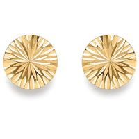 9ct Yellow Gold 10mm Diamond Cut stud earrings complete with presentation box