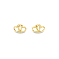 9ct Gold heart stud earrings complete with presentation box