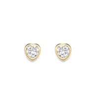 9ct Gold Cubic Zirconia heart stud earrings complete with presentation box