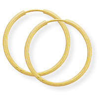 9ct Yellow Gold 22mm diameter patterned tube sleeper earrings complete with presentation box