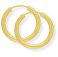 9ct Yellow Gold 14mm diameter plain tube sleeper earrings complete with presentation box