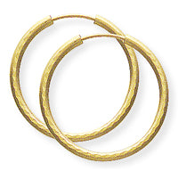 9ct Yellow Gold 22mm diameter patterned tube sleeper earrings complete with presentation box