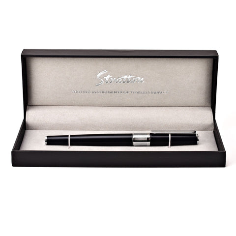 Stratton Black and Silver Rollerball Pen complete with Gift Box