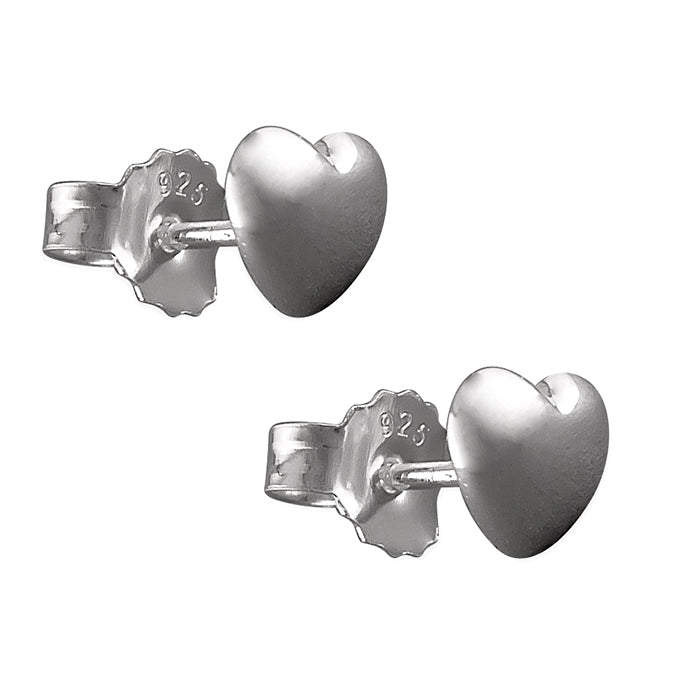 Silver heart stud earrings complete with presentation box