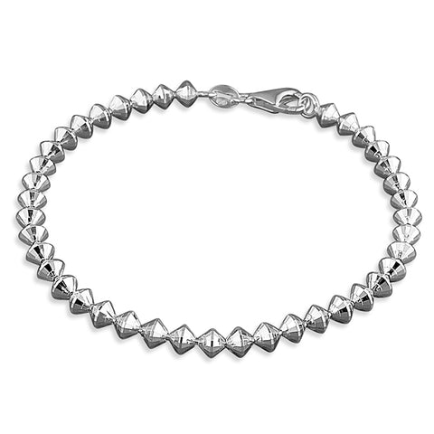 Silver diamond cut coned beads link Bracelet complete with presentation box