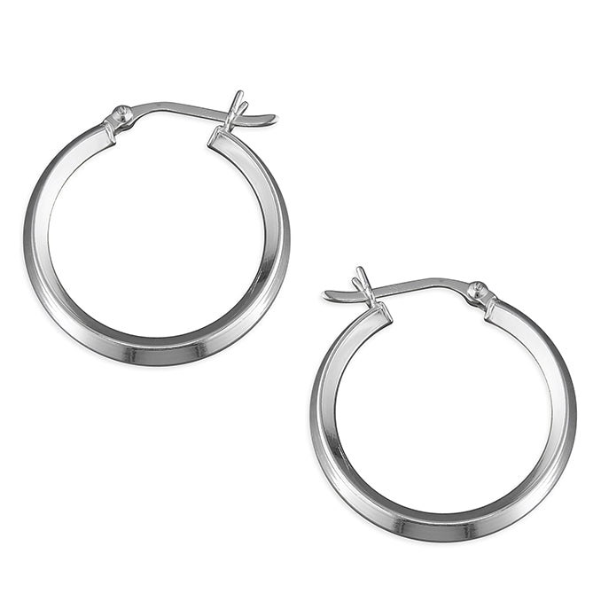 Silver hinged wire plain hoop earrings complete with presentation box