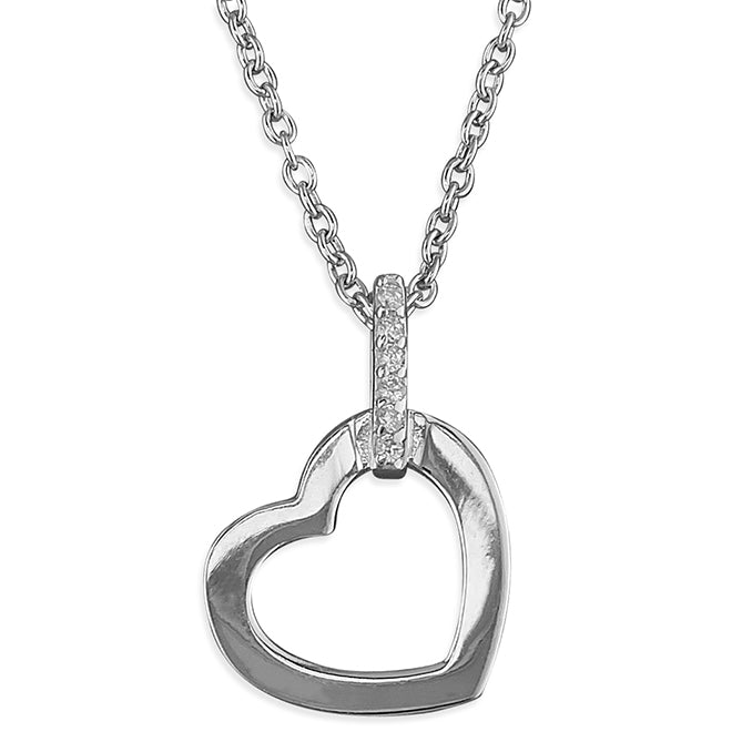 Silver Cubic Zirconia pendant and chain complete with presentation box