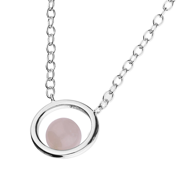 Silver Rose Quartz pendant and chain complete with presentation box