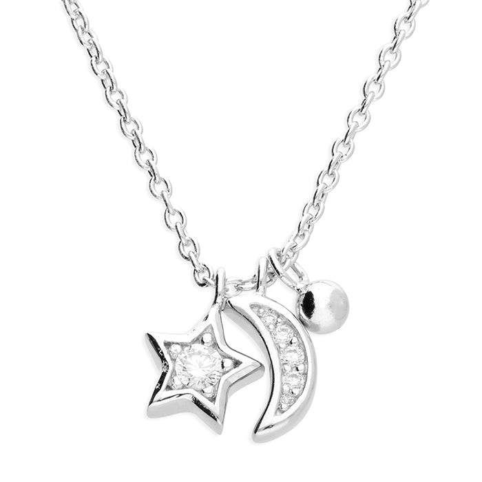 Silver Cubic Zirconia pendant and chain complete with presentation box