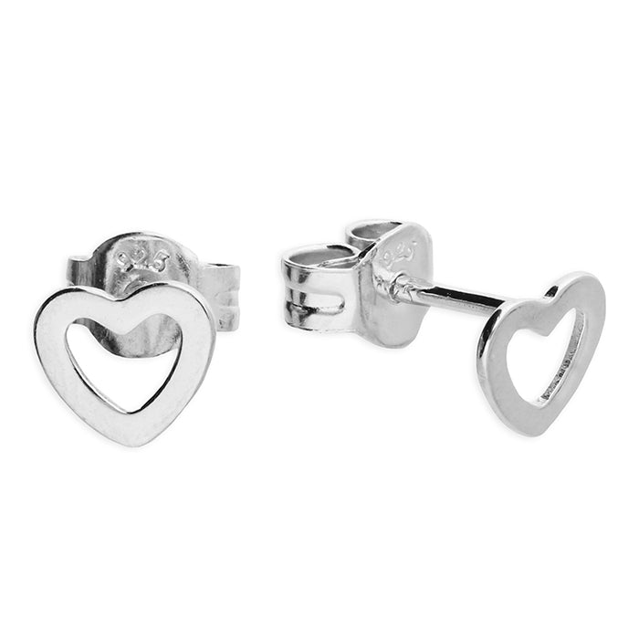 Silver heart stud earrings complete with presentation box