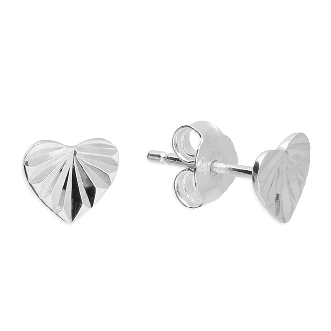 Silver heart stud earrings complete with presentation box