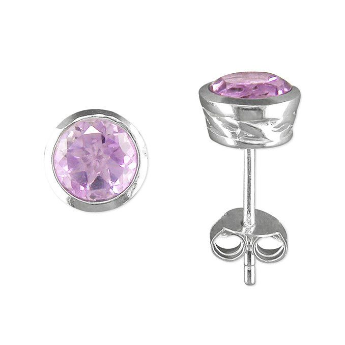 Silver Amethyst stud earrings complete with presentation box
