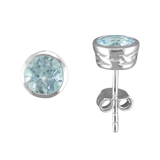 Silver Blue Topaz stud earrings complete with presentation box
