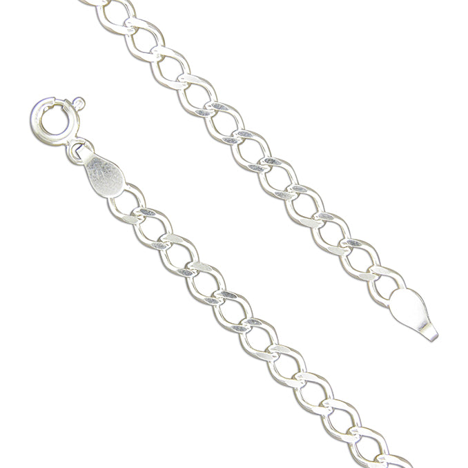 Silver open filed curb link Bracelet complete with presentation box