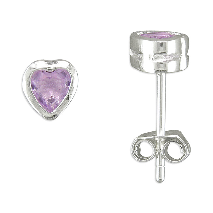 Silver Amethyst stud earrings complete with presentation box
