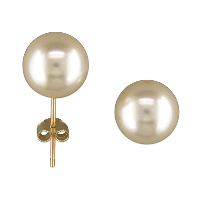 9ct Gold Simulated Pearl stud earrings complete with presentation box