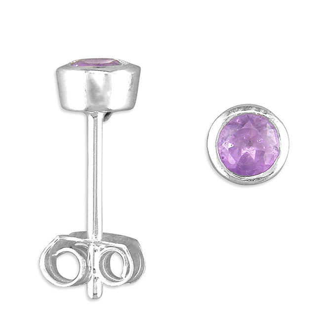 Silver Amethyst stud earrings complete with presentation box