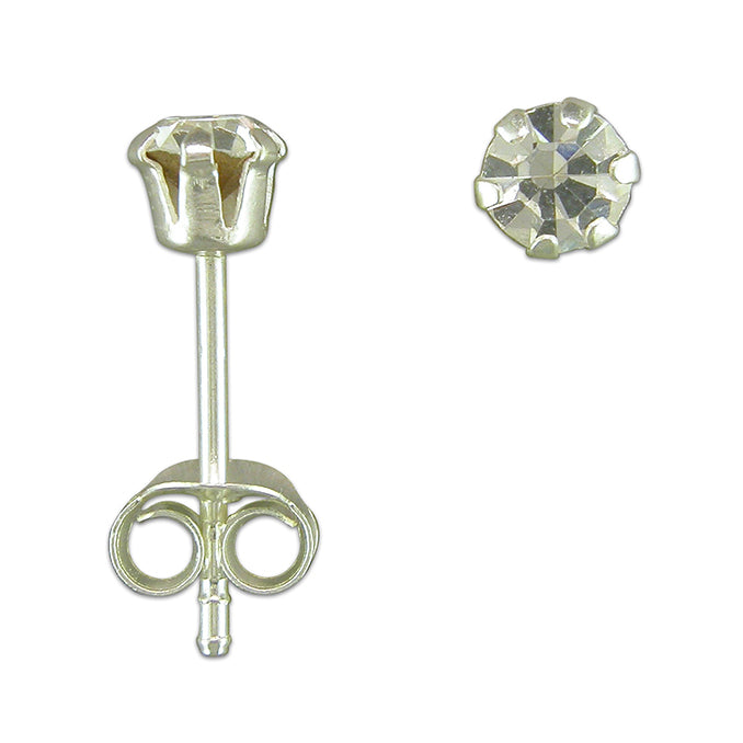Silver Crystal round stud earrings complete with presentation box