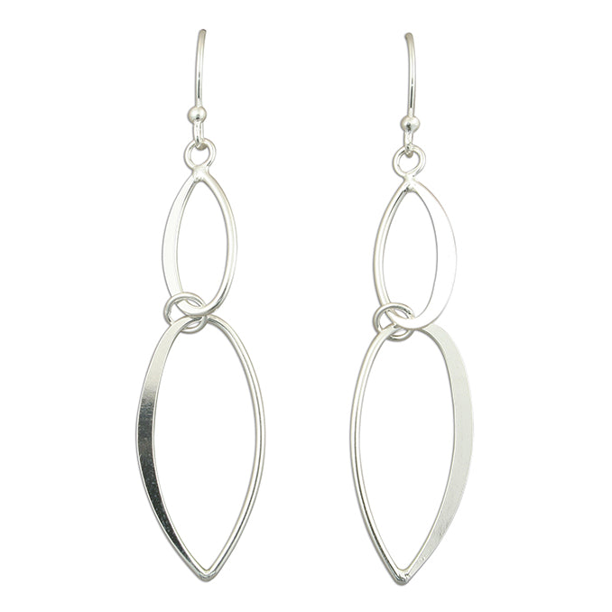 Silver linked teardrop drop earrings complete with presentation box
