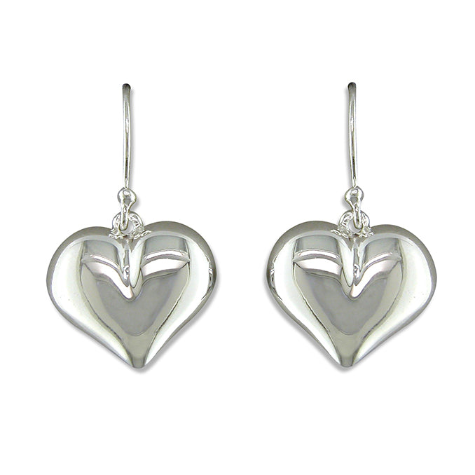 Silver heart drop earrings complete with presentation box