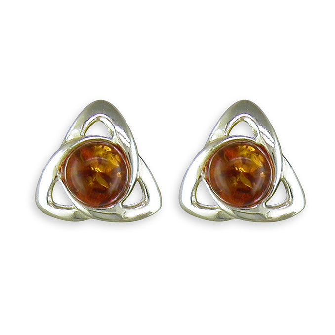 Silver Amber stud earrings complete with presentation box