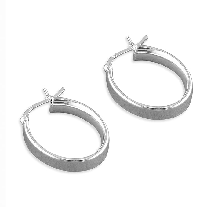 Silver hinged wire hoop earrings complete with presentation box