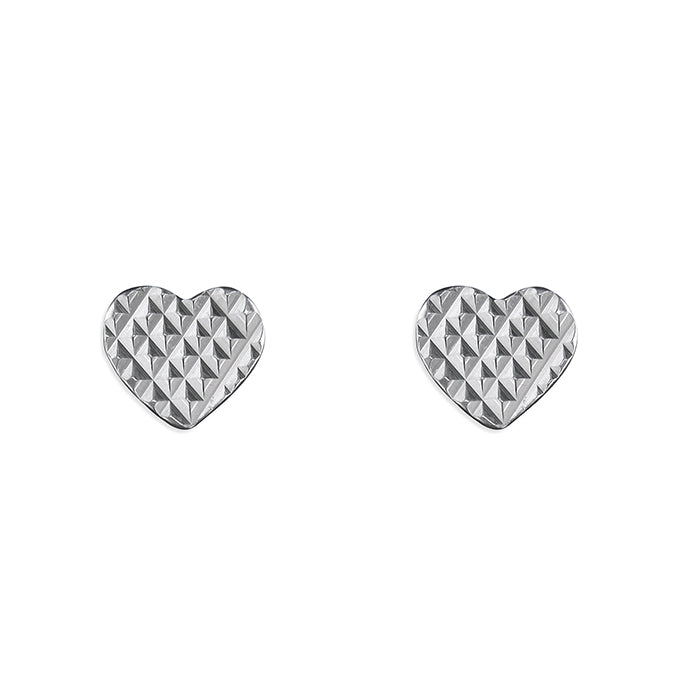 Silver Heart stud earrings complete with presentation box