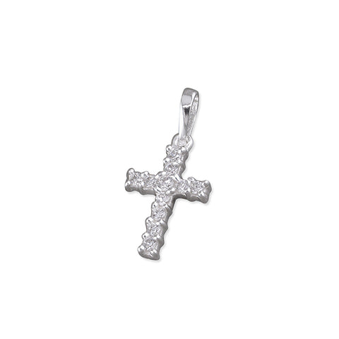 Silver Cubic Zirconia set Cross and Chain complete with presentation box