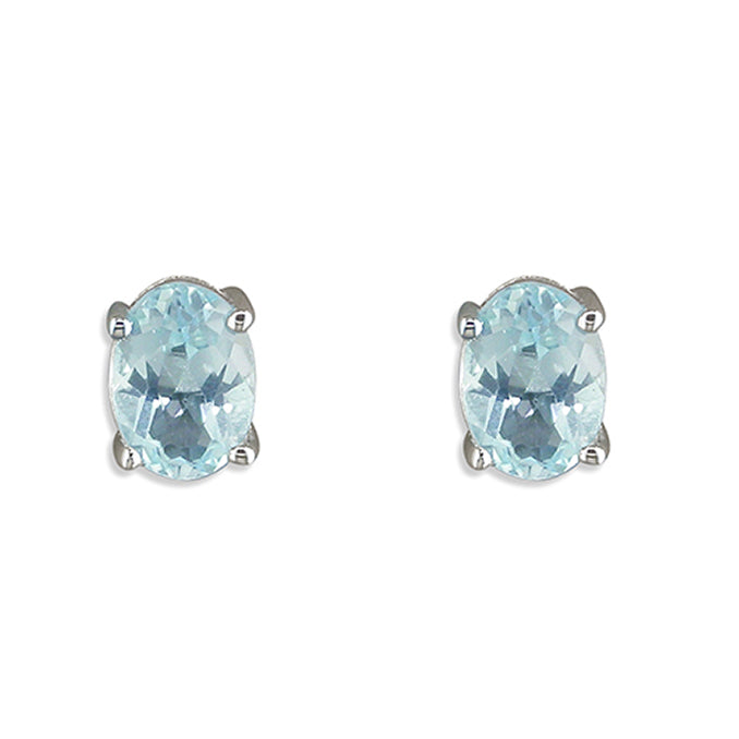Silver Blue Topaz stud earrings complete with presentation box