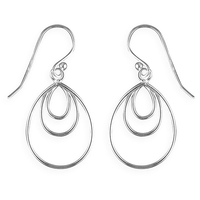 Silver triple teardrop drop earrings complete with presentation box