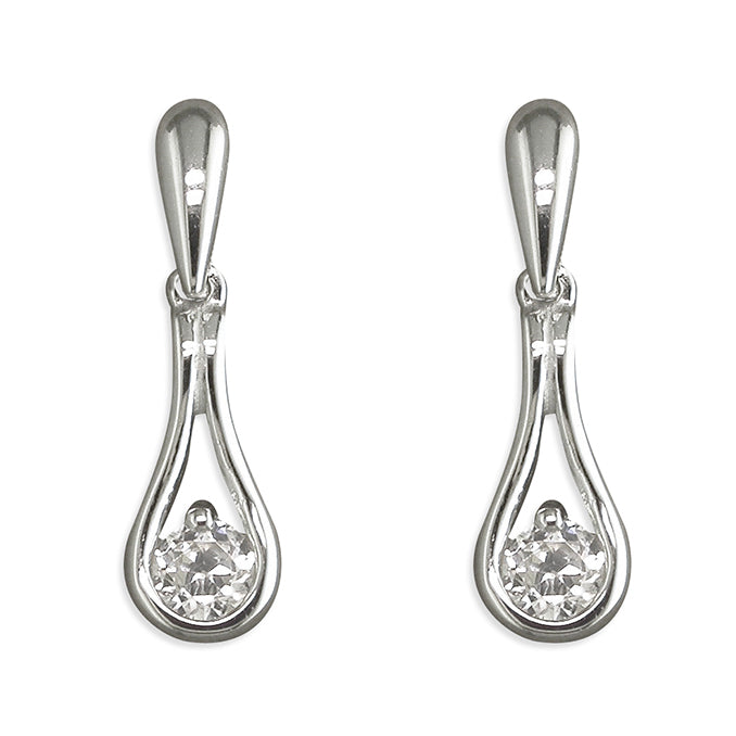 Silver Cubic Zirconia drop earrings complete with presentation box