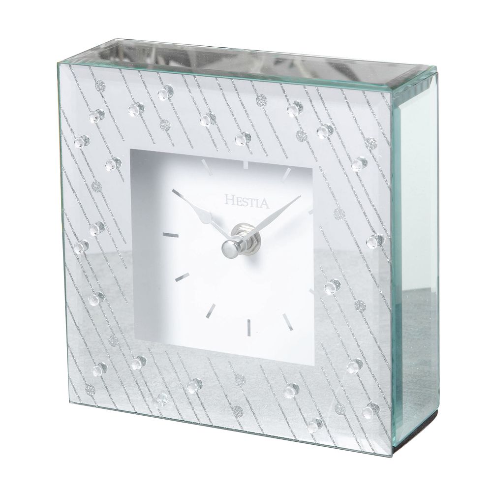 Mirrored Glass Mantel Clock, 1 Year Guarantee