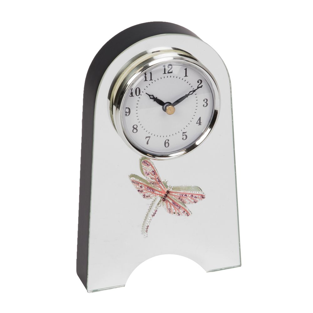 Mirrored Glass Mantel Clock, 1 Year Guarantee