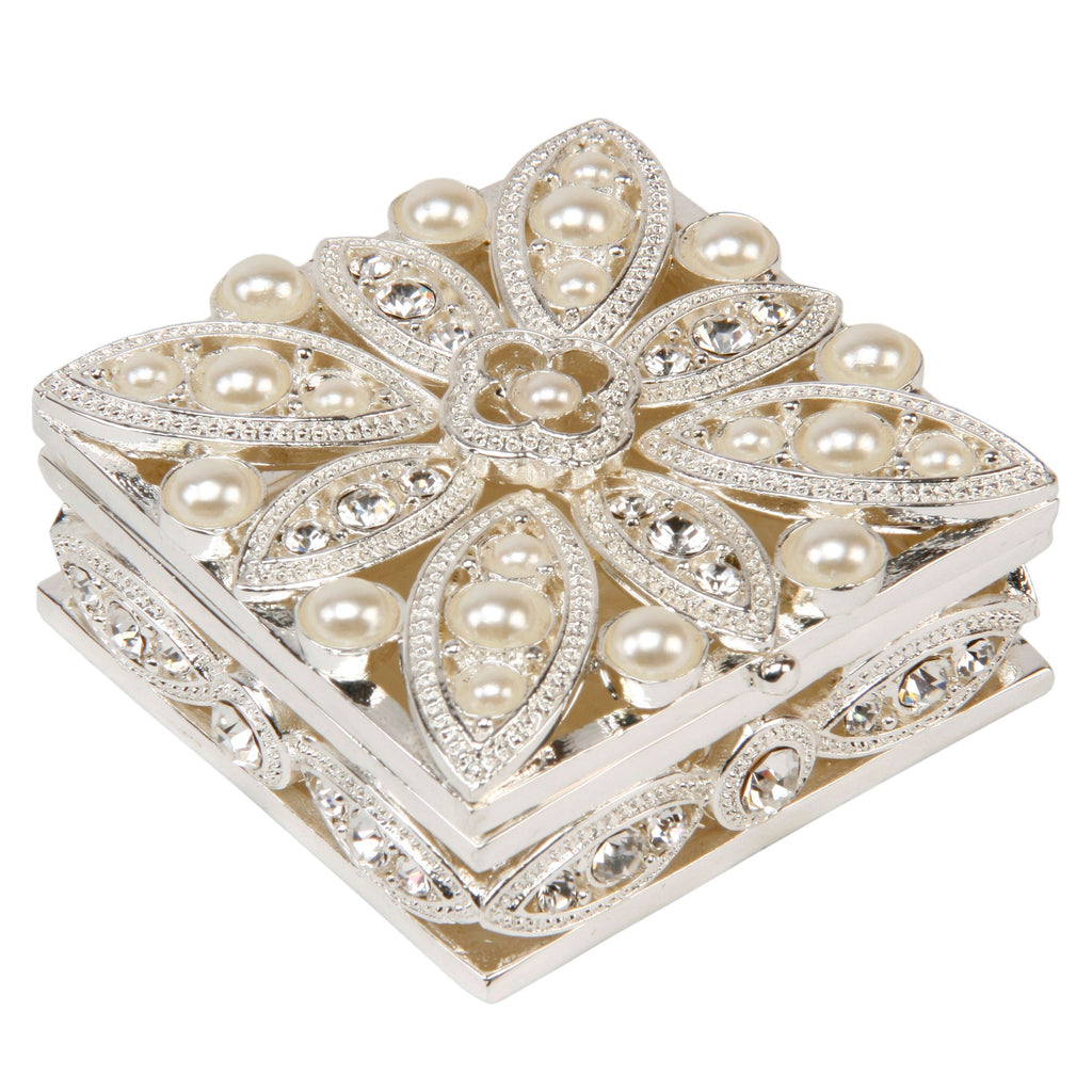 Silverplated and Crystal square Trinket Box