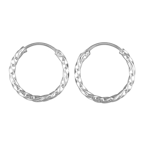Silver hinged wire hoop earrings complete with presentation box