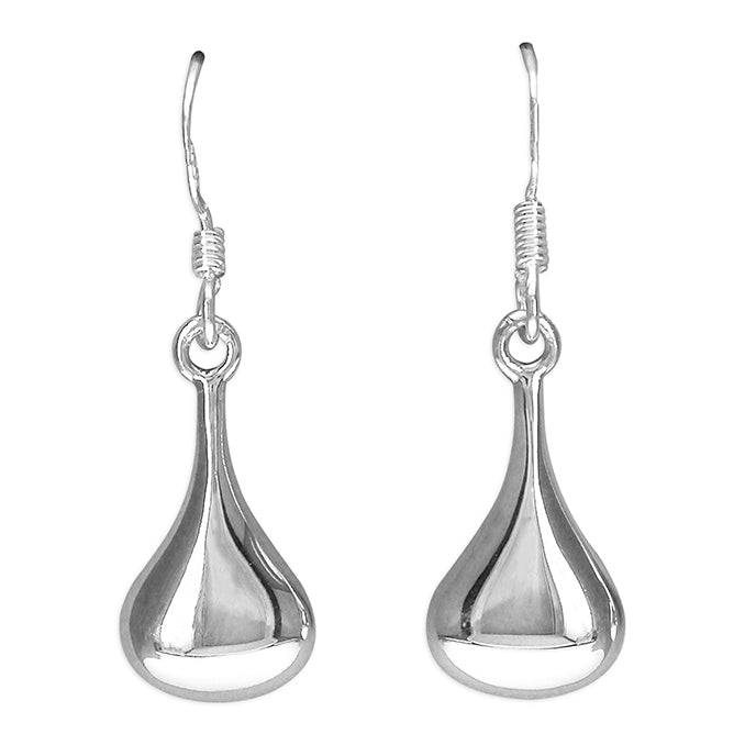 Silver plain drop earrings complete with presentation box