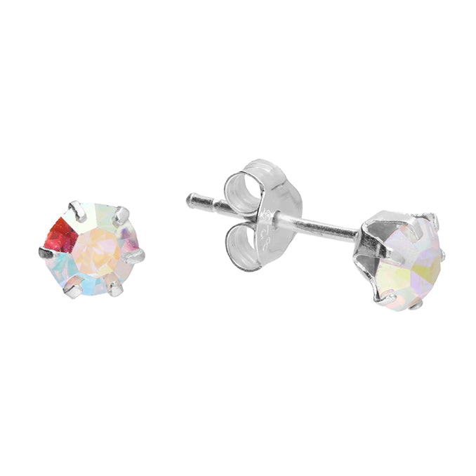 Silver Crystal set stud earrings complete with presentation box