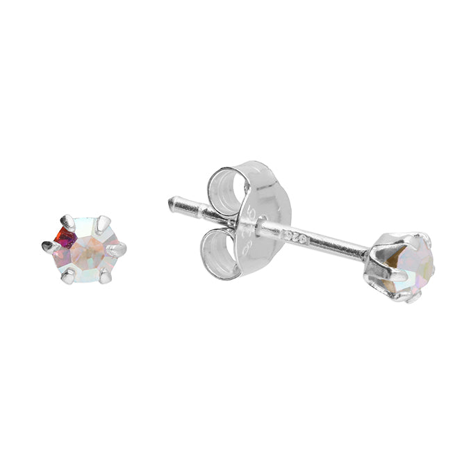 Silver Crystal set stud earrings complete with presentation box