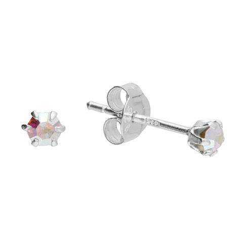 Silver Crystal set stud earrings complete with presentation box