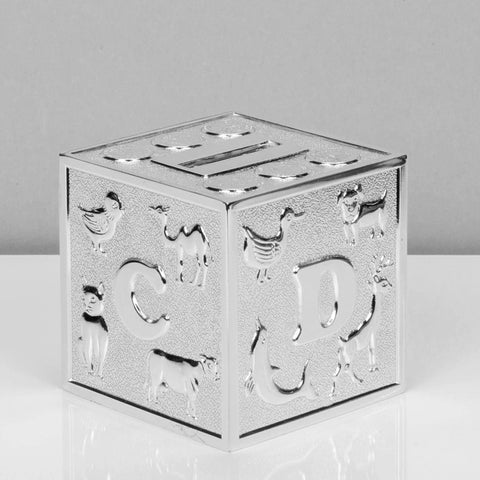 Silverplated ABC Cube Money Box