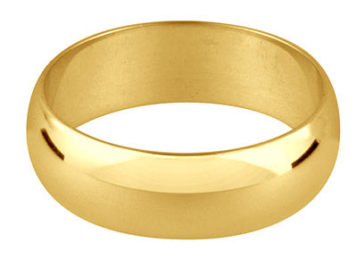 9ct Gold 6mm Court Shape Plain Wedding Ring