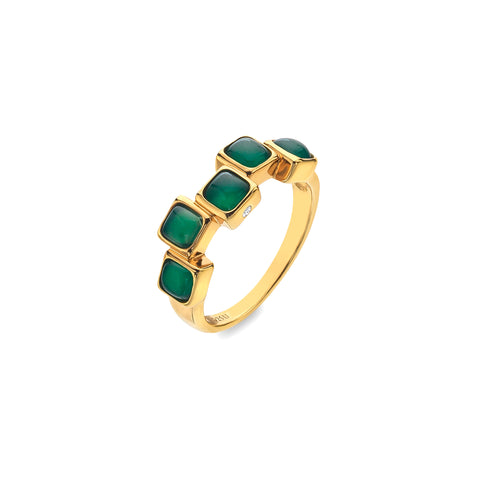 Hot Diamonds X Gemstone Green Agate Ring complete with presentation box