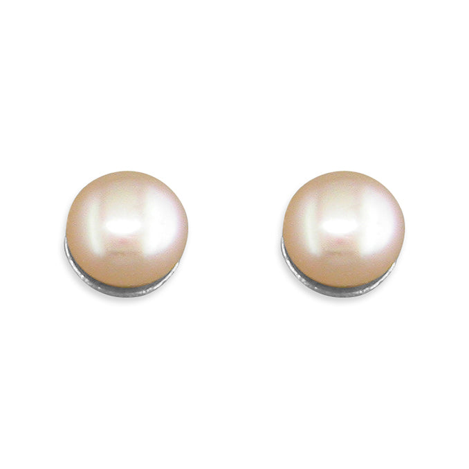 Silver Freshwater Pearl round stud earrings complete with presentation box