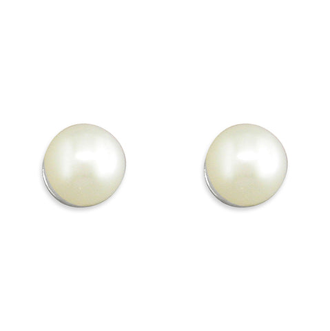 Silver Freshwater Pearl round stud earrings complete with presentation box